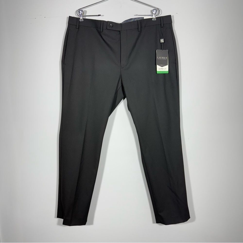 NWT Lauren Ralph Lauren Norton Ultraflex Dress Pants 40x30 Black Flat Front - Picture 6 of 14